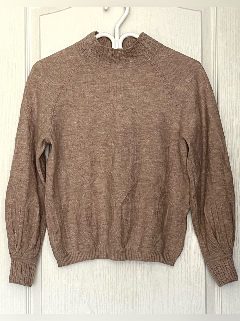 Donoratico Wool Sweater Womens Medium Beige Mock Neck Knit Pullover